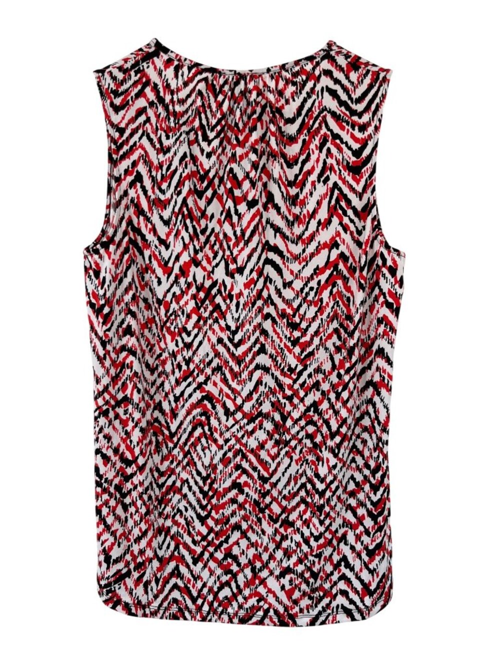 Jones New York Sleeveless Blouse L Red Black Abstract Chain Neck Used - Picture 2 of 14
